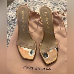 Stuart Weitzman Aleena 100 Metallic clear strap high heel sandal - Size 6.5